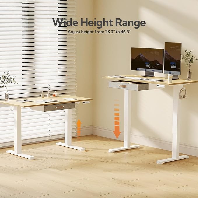 Seang Standing Desk with Drawer, 3 Memory Height Settings with Cable Grommets & - Image 7