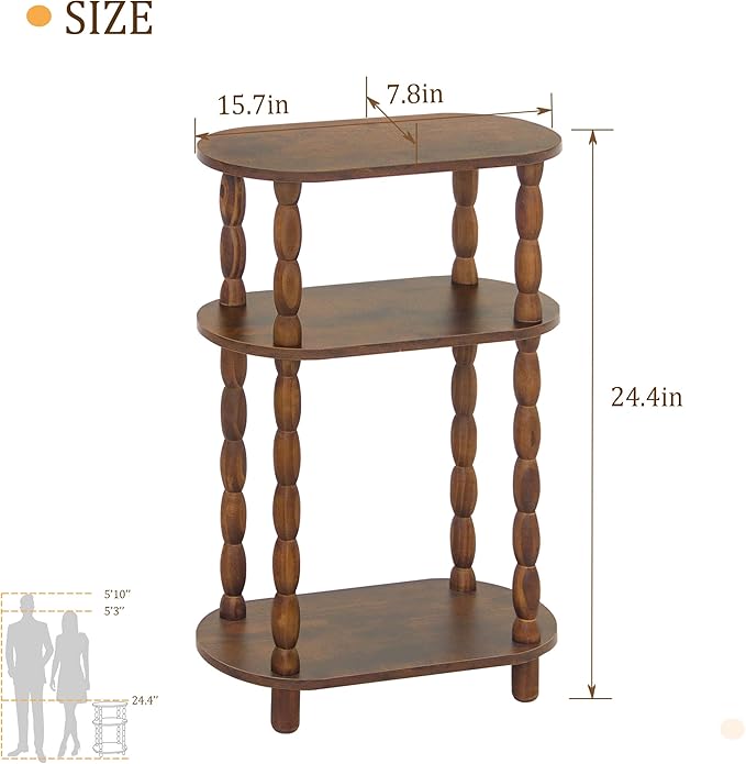 MaxSmeo Small Narrow Side Table, 3-Tier Narrow End Table - Image 3