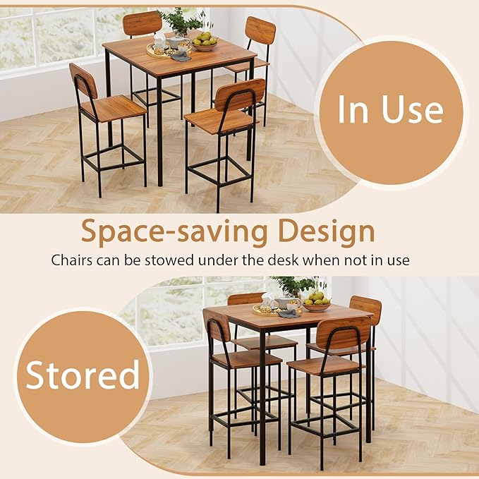 Tangkula Counter Height Dining Table Set, Bar Table and Chairs, Pub Table and - Image 5