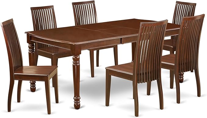 East West Furniture DOIP7-MAH-W 7 Piece Dining Table Set Consist of a Rectangle by EastWestFurniture