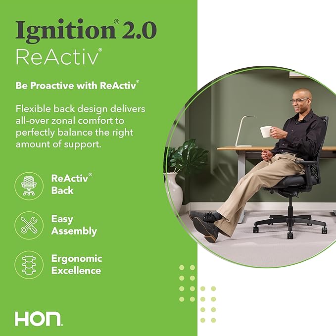 HON Ignition 2.0 ReActiv Ergonomic Office Chair, Standard Synchro-Tilt Recline - Image 3