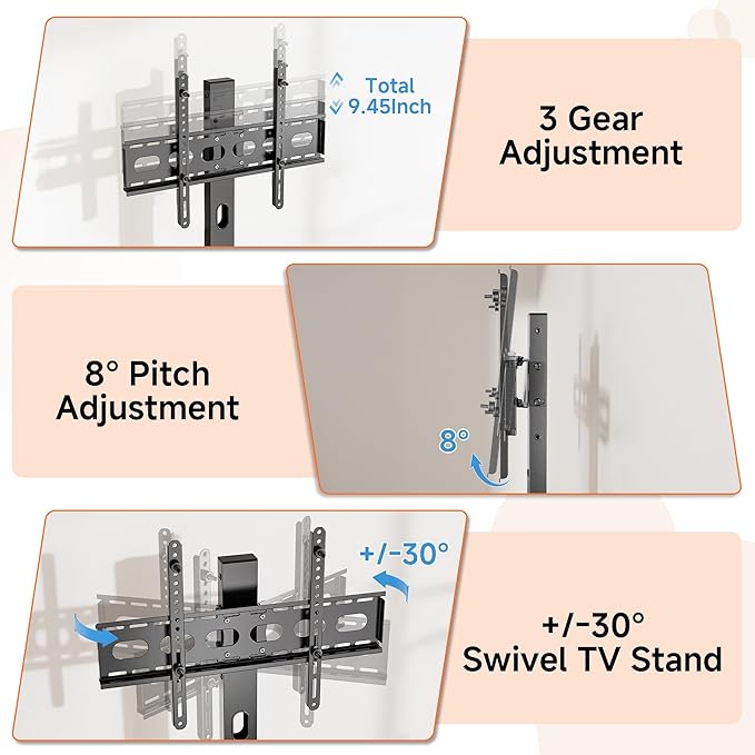 Aquzee TV Stand with Mount for up to 75 inch with Power Outlet, 58”W Wood - Image 6