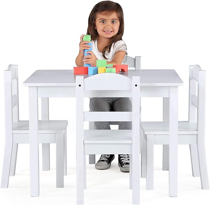 Humble Crew Kids Wooden Table and 4 Chairs Set, and Snack Time - Image 2