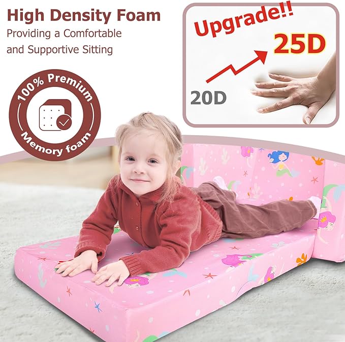 Kids Couch, 2-in-1 Kids Fold Out Sofa, Convertible Toddler Couch to Lounger - Image 5