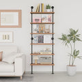 Pipe Industrial Shelves, Wall Mounted Wood Metal Ladder Rustic Bookshelf by ANYNICE