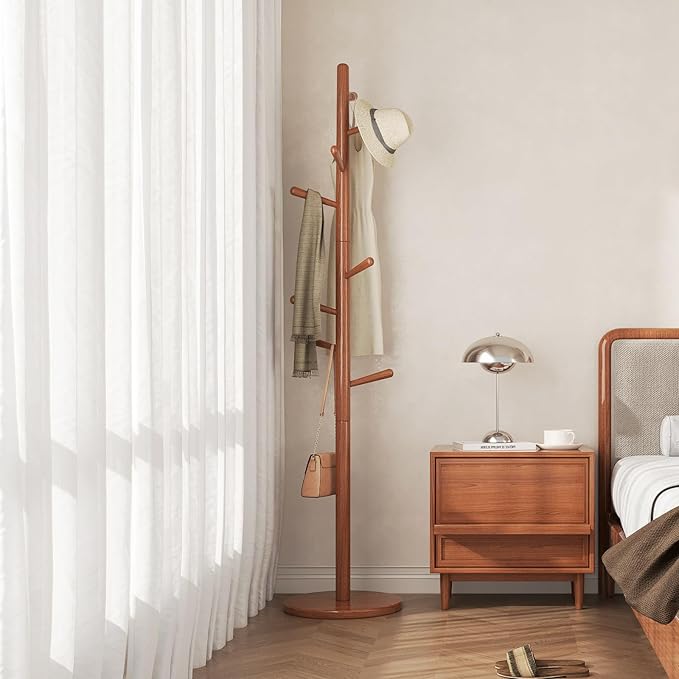 Uniclinens Coat Rack Freestanding Solid Wood Coat Tree Standing by Uniclinens