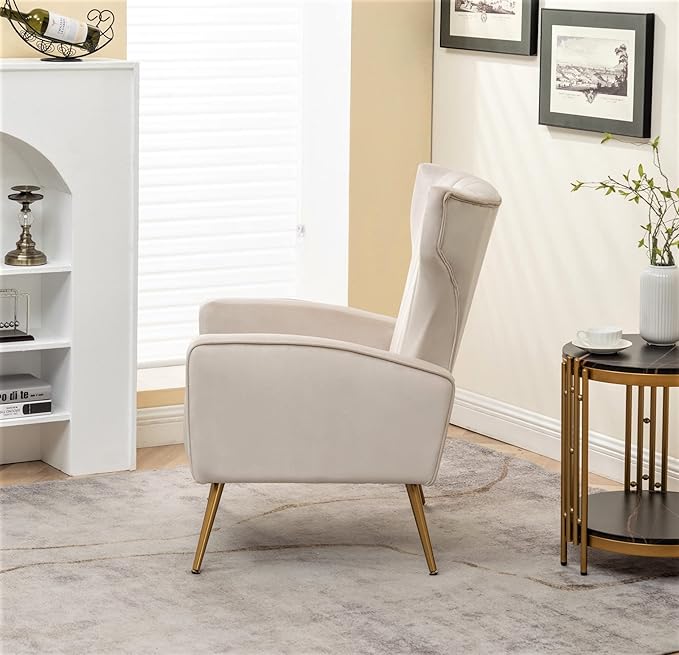 Container Furniture Direct Modern Velvet Accent Chair, Channel Tufted Bedroom - Image 4