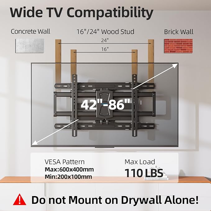 Full Motion TV Wall Mount 24 inch Studs - Image 2