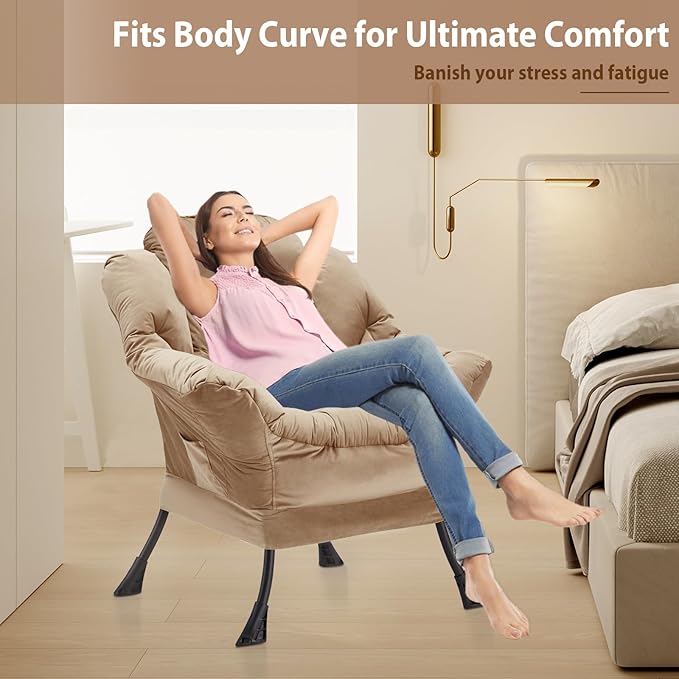 Lazy Chair Thick Padded, Comfy Velvet Accent Lounge Chair - Image 5
