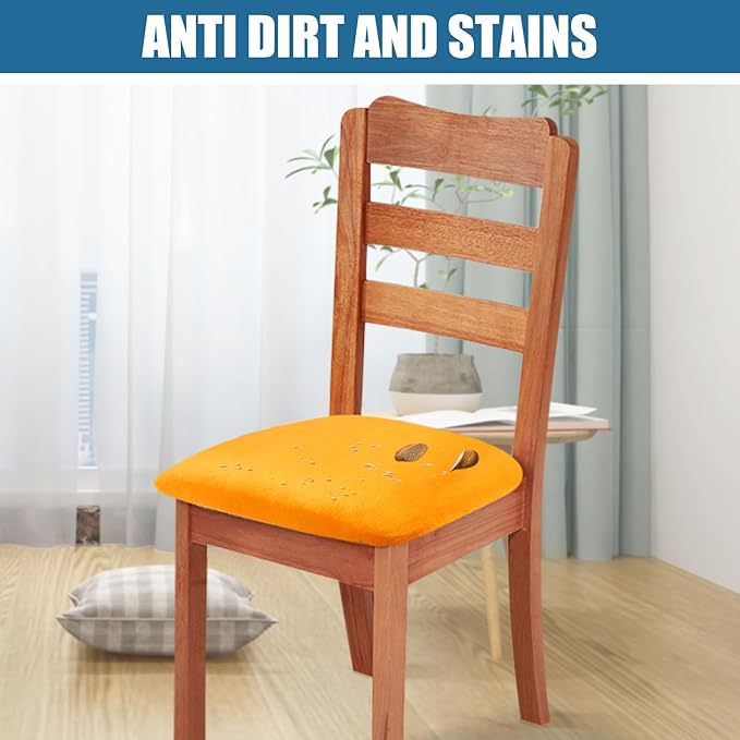 Smiry Velvet Seat Covers for Dining Room Chair Set of 6, Stretch Fit Removable - Image 3