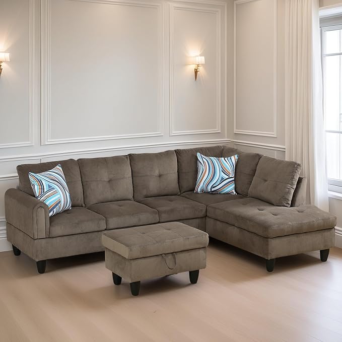 L Shaped Sectional Couches for Living Room, Modern Modular Sectional Sofa by FONTOI