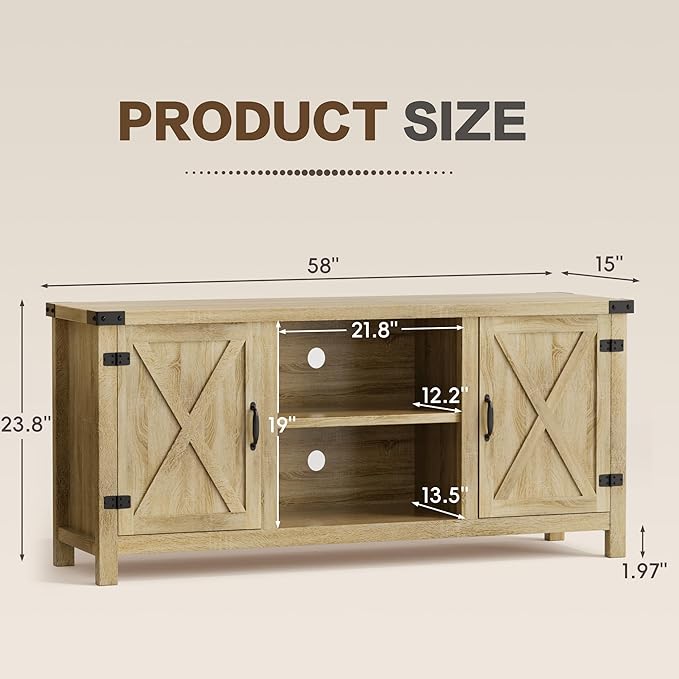 YESHOMY Farmhouse Buffet & Sideboard, Wood Coffee Bar - Image 2