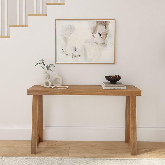 Plank+Beam Solid Wood Console Table, 56 Inch, Sofa Table, Narrow Entryway Table - Image 2