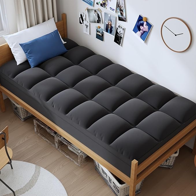 ELEMUSE Twin XL Black Cooling Mattress Topper, Pillow Top, 100% Polyester by Elemuse