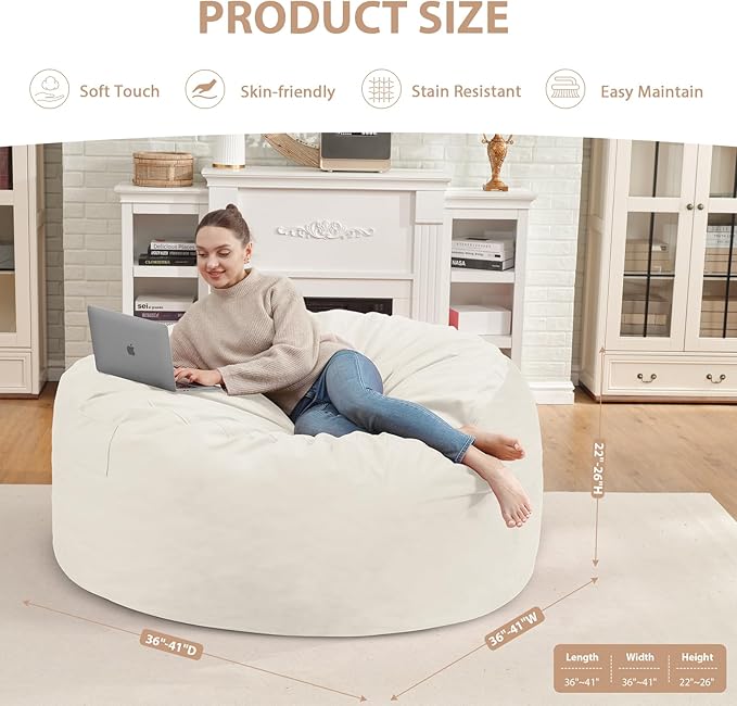 3FT Bean Bag Chair, Comfy Bean Bag Chairs - Image 3