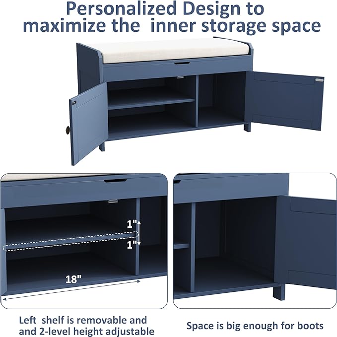 HOMEFORT 30" Shoe Bench with Lift Top Storage, Entryway Bench with Cushioned - Image 6