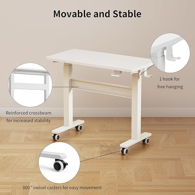 Mobile Walking Pad Desk with Wheels, Pneumatic Small Rolling Standing Desk - Image 6