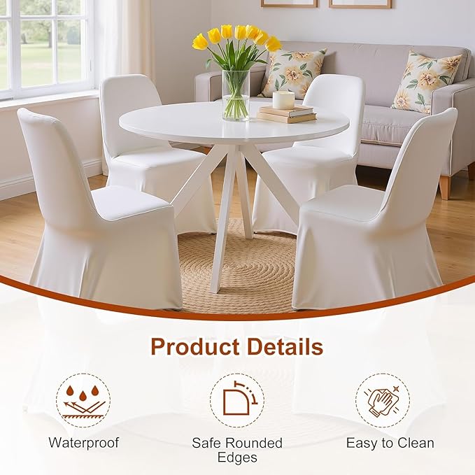 Round Dining Table for 4, 47 Inch Modern Dinner Table Small Round Dining Room - Image 3