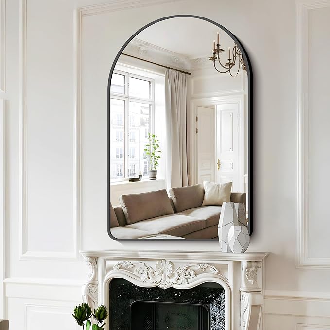 FORBATH Arched Mirror 32x48 Inch, Bathroom Mirror Wall Mounted Modern Black - Image 4