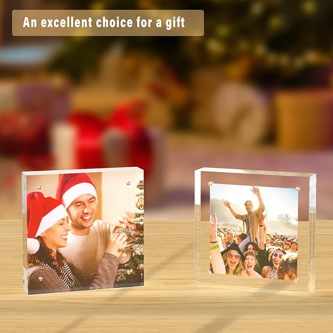 HELPLEX 5 Pack 6x6 Acrylic Picture Frames, 24mm Thicker Square Frameless Clear - Image 7