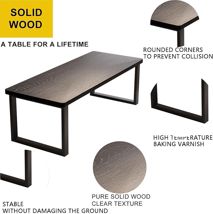 Solid Wood Dining Table for 4-6 People, 55 inch Long Farmhouse Kitchen Dining - Image 7