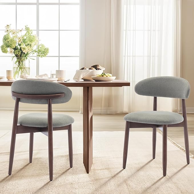 COLAMY Wooden Dining Chairs Set of 4, Modern Fabric Upholstered Dining Room - Image 9