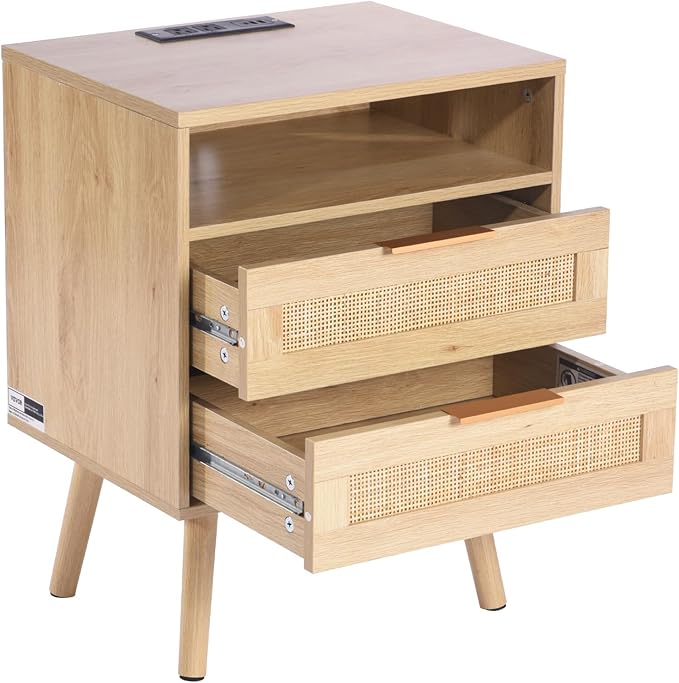 VEVOR Rattan Nightstand, Boho Bedside Table - Image 9