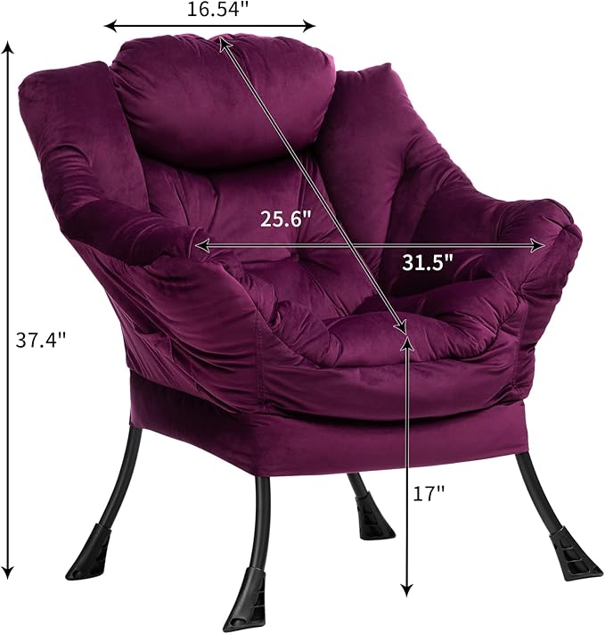 HollyHOME Fabric Large Lazy Chair, Accent Reading Chair, Cozy Lounge Chair - Image 3