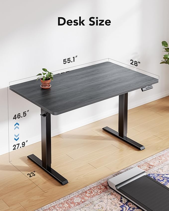 HUANUO 55" x 28" Electric Standing Desk Adjustable Height, 4 Memory Height - Image 3