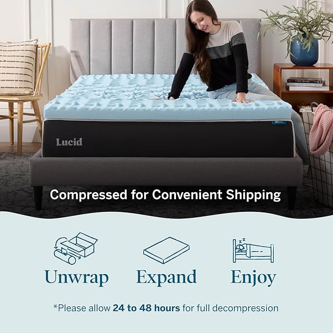 LUCID Gel Infused Memory Foam Mattress Topper – 3 Inch Mattress Topper – 5 - Image 5