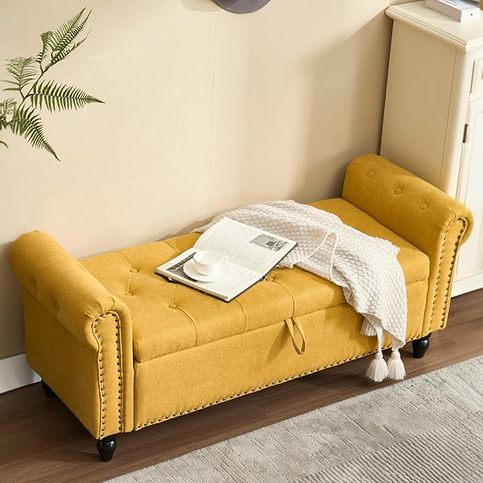 Furniliving 55” End of Bed Bench, Bedroom Bench - Image 2