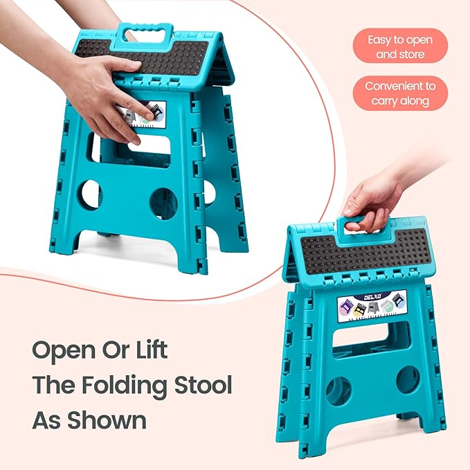 Delxo Folding Step Stool 13 Inch Non-Slip Foldable Stools Up to 300 LBS Kitchen - Image 8