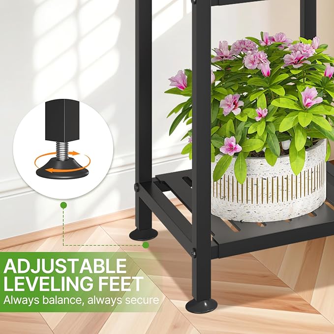 KMOTASUO 3 Tiered Black Tall Plant Stand - Image 4
