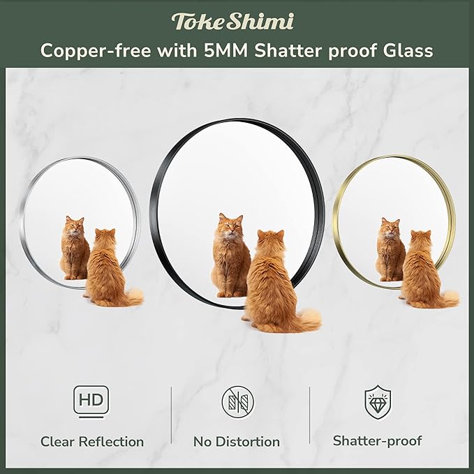 TokeShimi Brushed Gold Round Mirror 24 Inch Gold Round Vanity Bathroom Mirror - Image 5