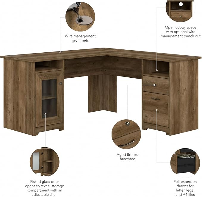 Bush Furniture Cabot 60W L Shaped Computer Desk - Image 10