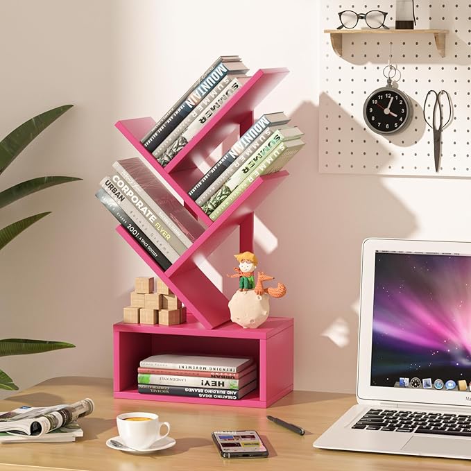 Small Tree Book Shelf, 5 Tier Black Tree Bookshelf, Desktop Bookcase, Modern - Image 7