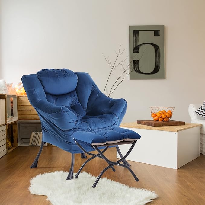 LITA Lazy Chair with Ottoman, Modern Accent Leisure Upholstered Sofa Chair - Image 7