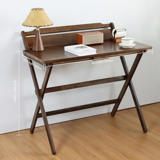 Solid Wood Folding Desk, Foldable Computer Desk - Image 2