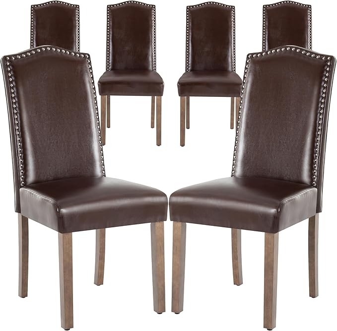 Stylish Upholstered Parsons Dining Chair PU Faux Leather by SNUGWAY