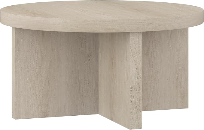 Henn&Hart 33" Round Wood Pedestal Low-Profile Coffee Table by HennHart