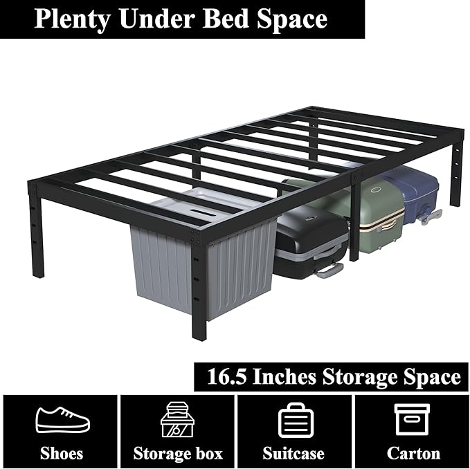 18 Inch Twin Bed Frames No Box Spring Need, Metal Platform Bed Frame Twin Size - Image 6