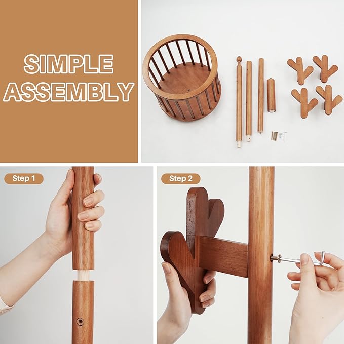 Uniclinens Solid Wood Coat Rack Freestanding - Image 7