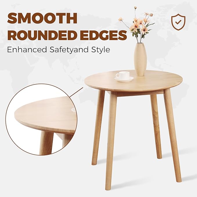 28.3" Small Round Dining Table for 2, Wooden Space-Saving Kitchen Dinner Table - Image 4
