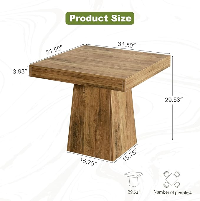 NicBex Square Dining Table for 4, 31.5" Farmhouse Dinner Table Small Dining - Image 2