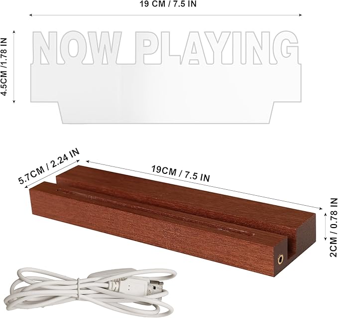 Now Playing Vinyl Record Stand Wall Mount, Light up Record Holder, Wooden - Image 7