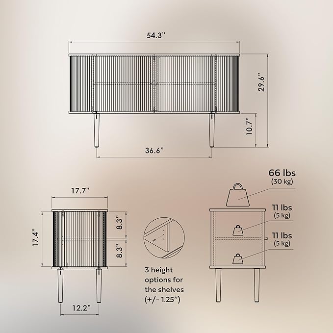 WERMO 55'' Sideboard Storage Cabinet - Image 2