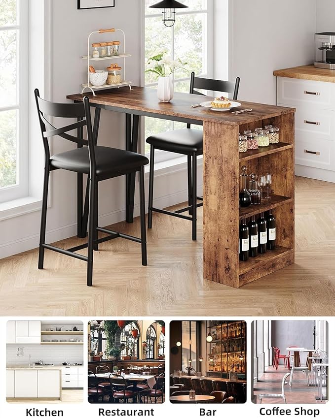 Garvee Bar Table and Chairs Set, 3 Piece Bar Table Set - Image 7