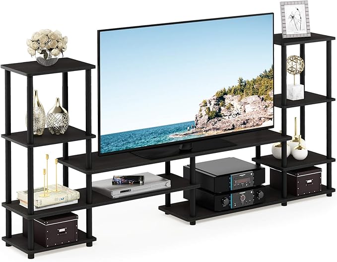 FURINNO Turn-N-Tube Grand Entertainment Center, Espresso/Black by Furinno-FitsYourSpaceFitsYourBudget