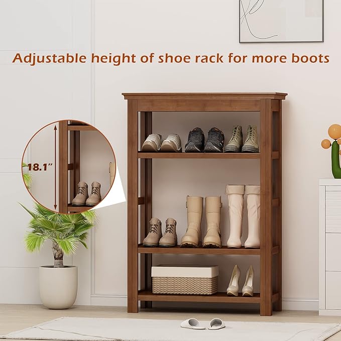 Bamworld Shoe Rack for Front Door Entrance Bamboo Shoe Organizer Free Standing - Image 6