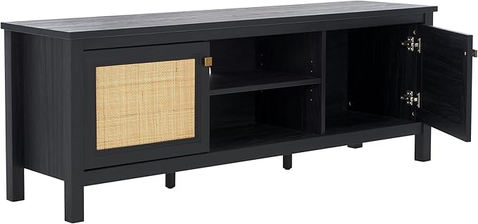 SAFAVIEH Evane TV Stand for up to 65" Flatscreen – Black & Natural, 2 Doors - Image 6